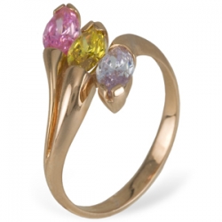 Кольцо золотое с кристаллами Сваровски, артикул 5301