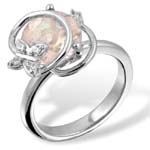 Кольцо серебряное с розовым кварцем