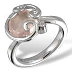 Кольцо серебряное с розовым кварцем