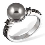 Кольцо серебряное с жемчугом и фиантитами