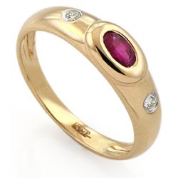 Кольцо золотое с рубином и бриллиантами