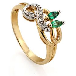 Кольцо золотое с изумрудами и бриллиантами